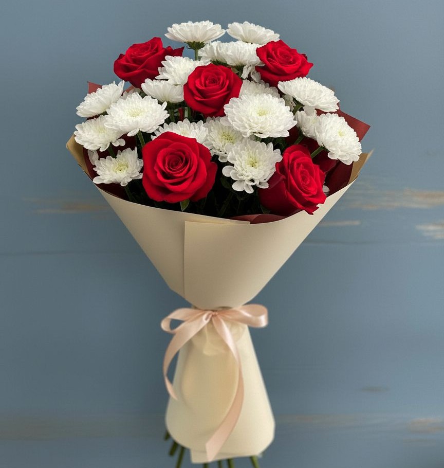 Букет цветов из: Розы и Хризантемы в Челябинске