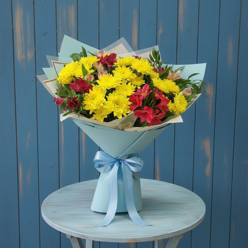 Букет цветов из: Альстромерии и Хризантемы в Челябинске