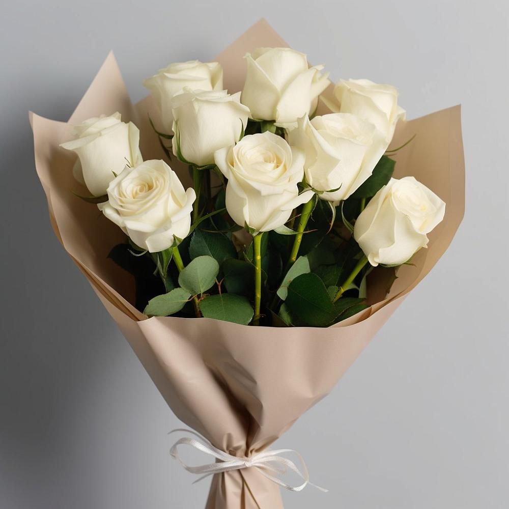 Букет 9 Белых роз Эдлесс Лав в Челябинске