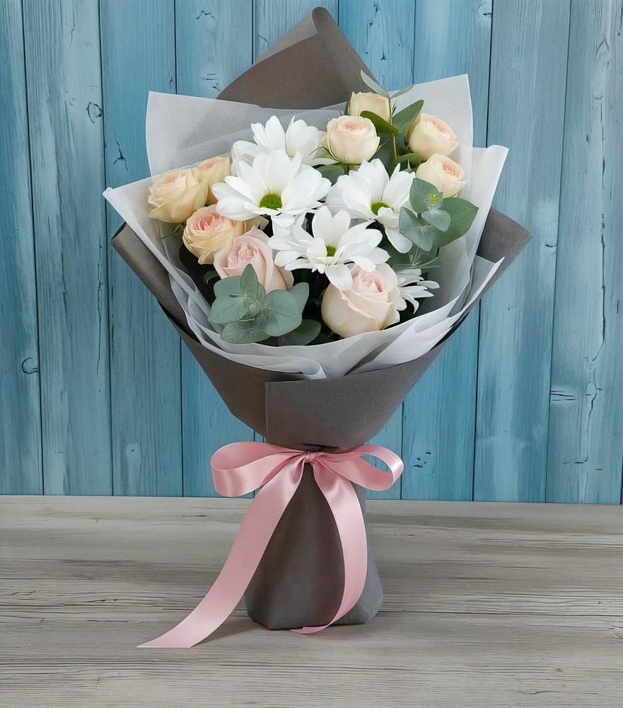 Букет цветов из: Хризантемы и Розы в Челябинске