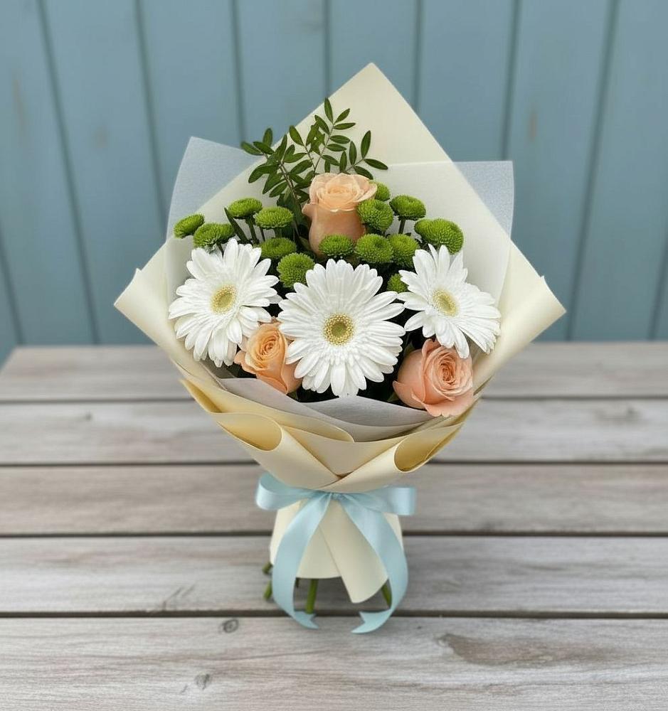 Букет цветов из: Герберы, Розы и Хризантемы в Челябинске