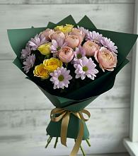 Букет цветов из:  Хризантемы и Розы в Челябинске