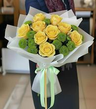 Букет цветов из:  Хризантемы и Розы в Челябинске