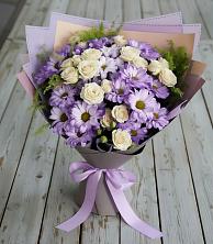 Букет цветов из:  Хризантемы и Розы в Челябинске